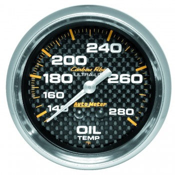 Oil Temperature: 140-280°F - Carbon Fiber Mechanical Gauge (2 5/8")