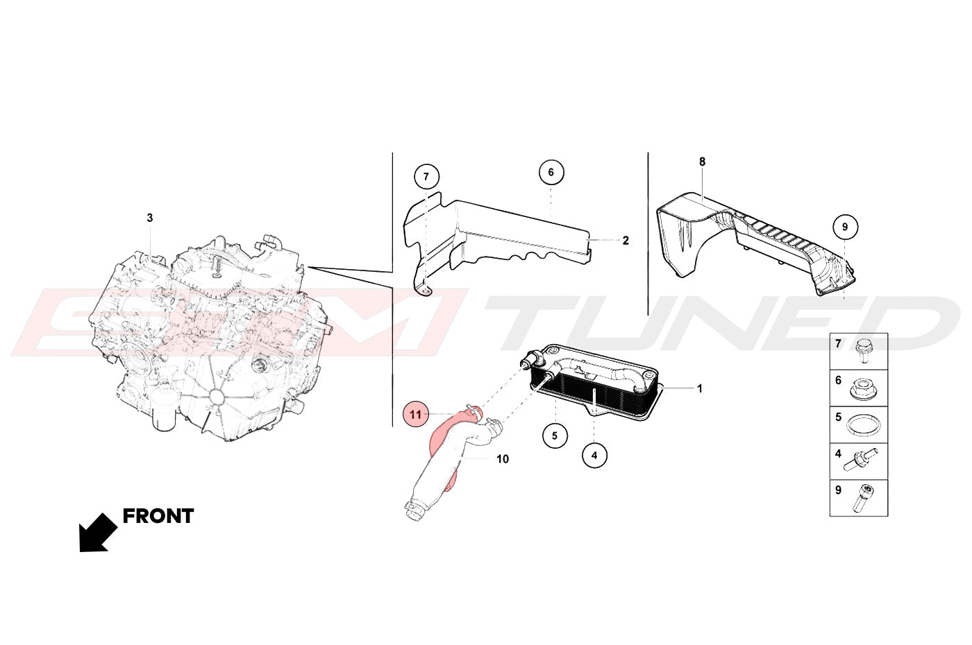 Audi OEM Trans Oil Cooler Coolant  Hose for 17+R8/Huracan (4S0121475F)