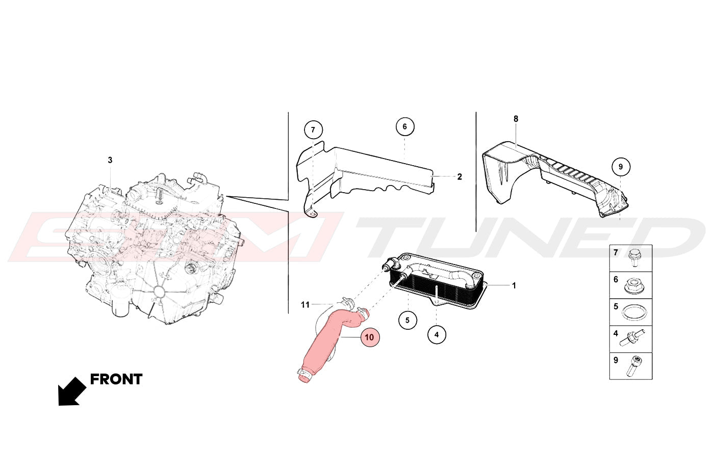 Audi OEM Trans Oil Cooler Hose for 17+R8/Huracan (4S0122448C)