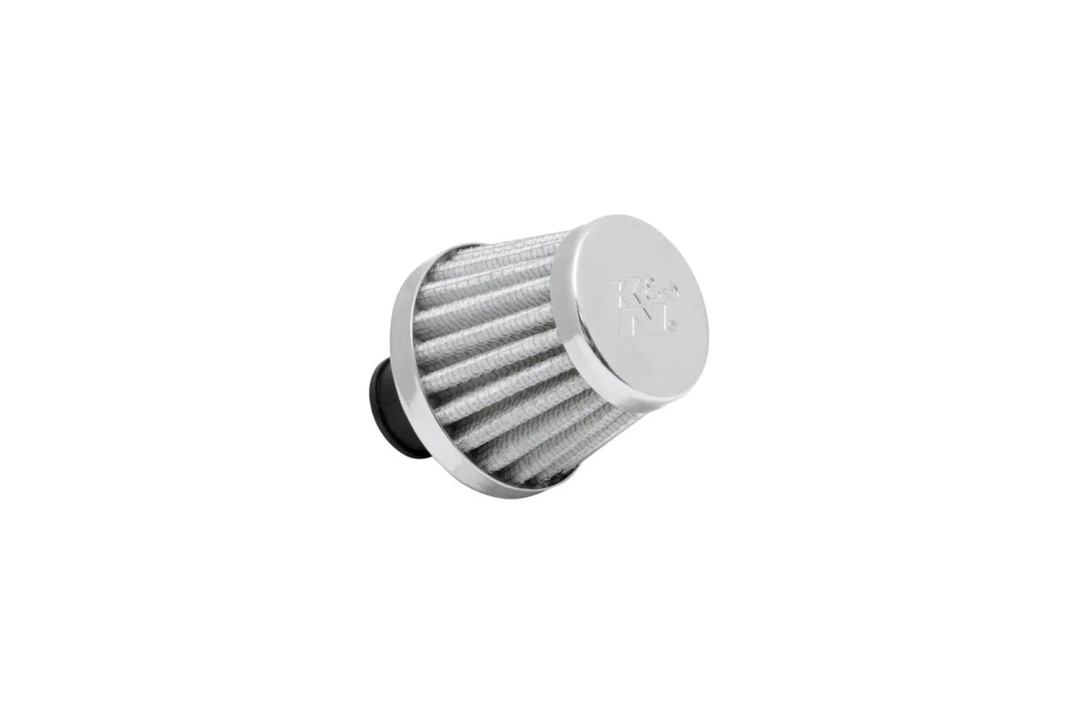 K&N Breather (62-1600WT) 3/8" Rubber Flange / White Filter / Chrome Top