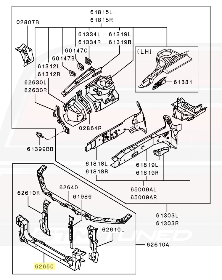 Mitsubishi OEM Radiator Core Support for Evo 7/8/9 (5211A062)