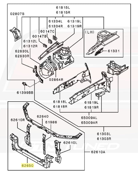 Mitsubishi OEM Radiator Core Support for Evo 7/8/9 (5211A062)