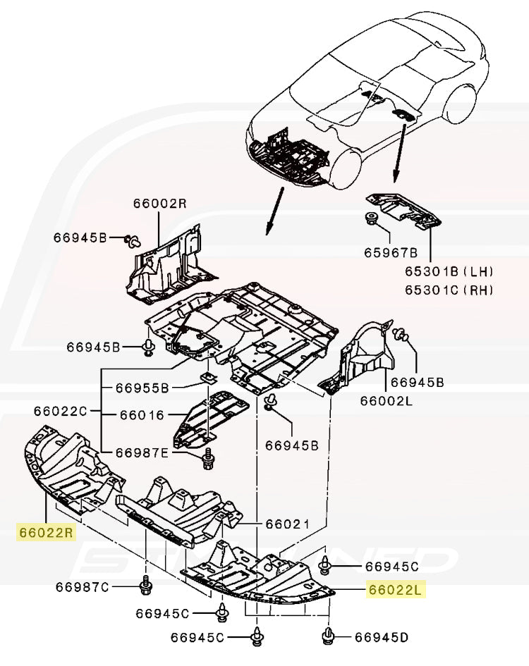 Mitsubishi OEM Engine Undertrays for Evo X (5379A159 5379A160)