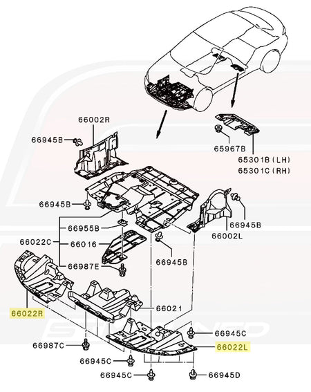 Mitsubishi OEM Engine Undertrays for Evo X (5379A159 5379A160)