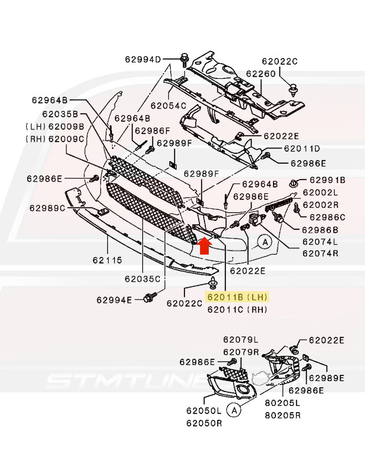 5379A173 Evo X Front Bumper Diagram Image © STM Tuned Inc