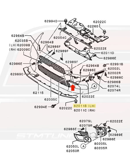 5379A173 Evo X Front Bumper Diagram Image © STM Tuned Inc