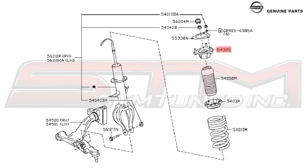 54320-JF02A Nissan Front Suspension Strut Mount - R35 GTR