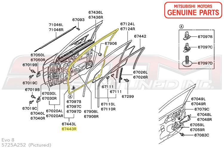 Mitsubishi Door Seal Weatherstripping - Evo 7/8/9