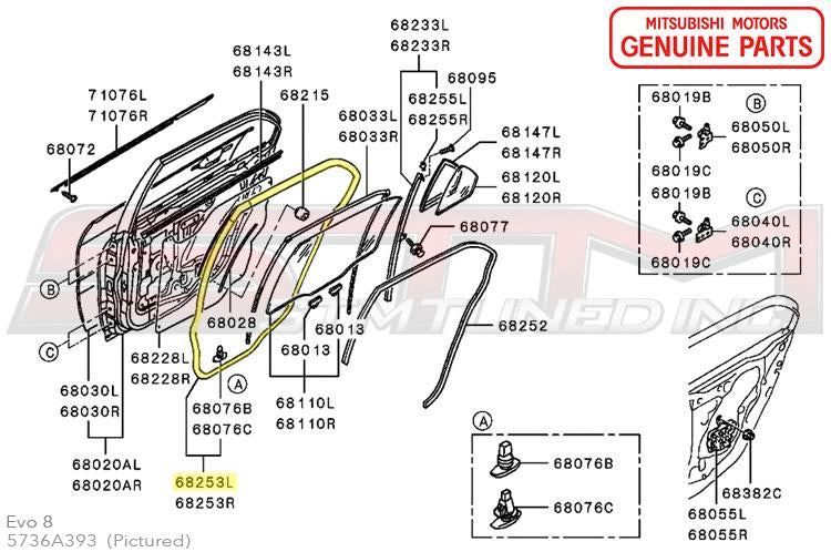 Mitsubishi Door Seal Weatherstripping - Evo 7/8/9