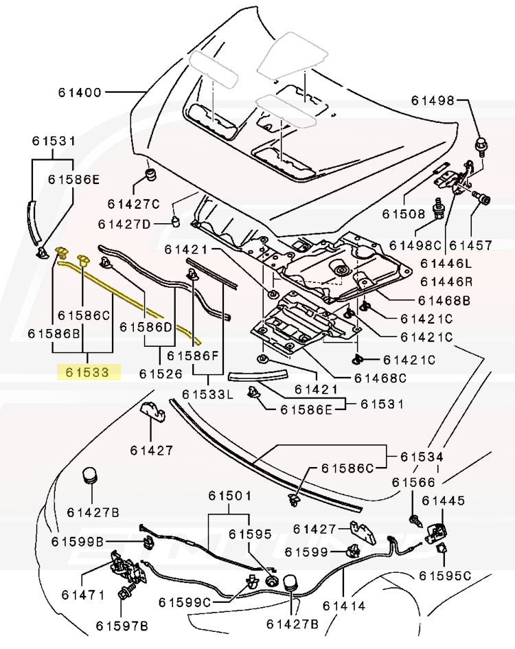 Mitsubishi OEM Hood Weatherstrip for Evo X (5902A067)