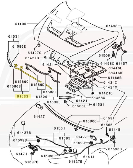 Mitsubishi OEM Hood Weatherstrip for Evo X (5902A067)