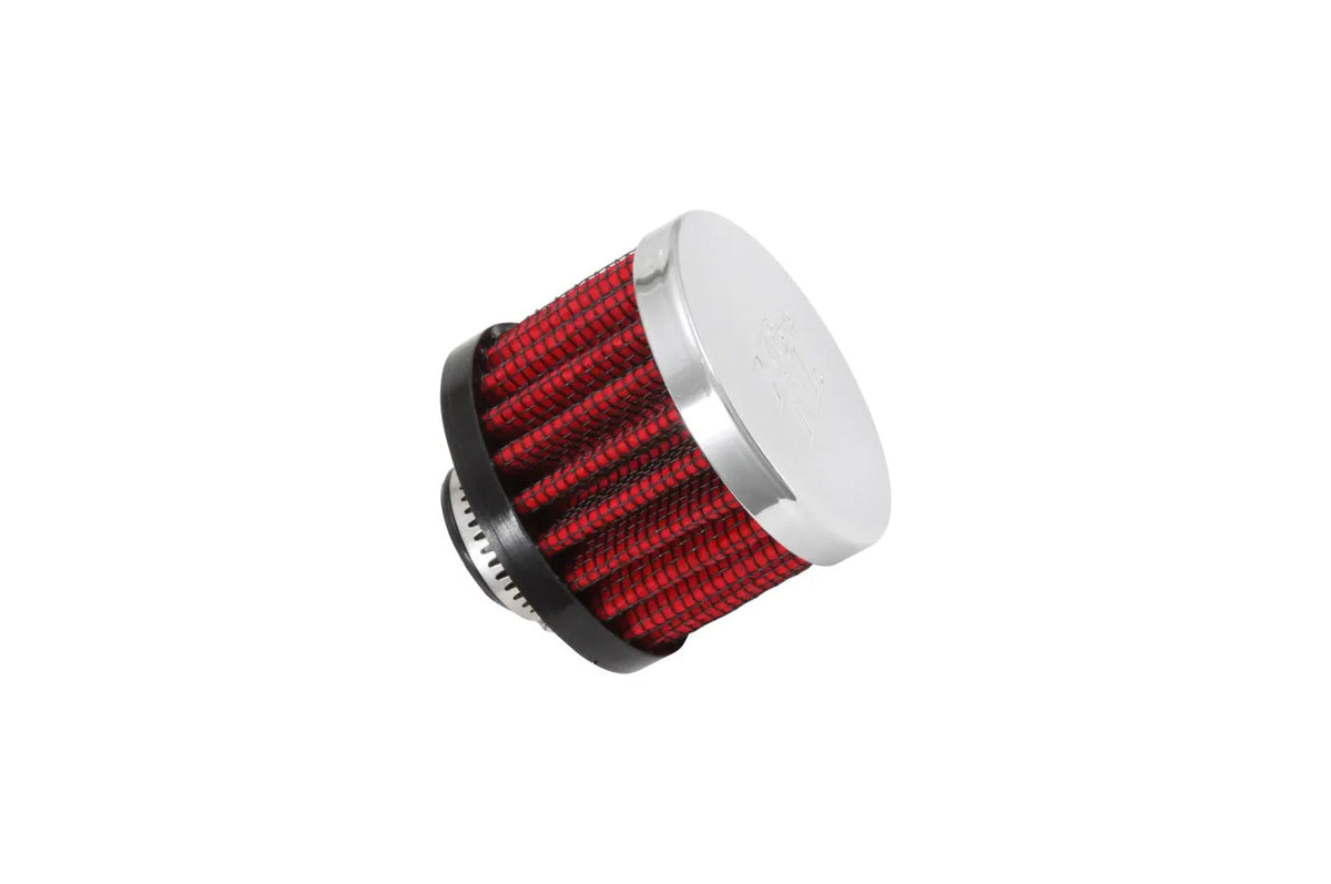 K&N Breather (62-1330) 1/2" Rubber Flange / Red Filter / Chrome Top