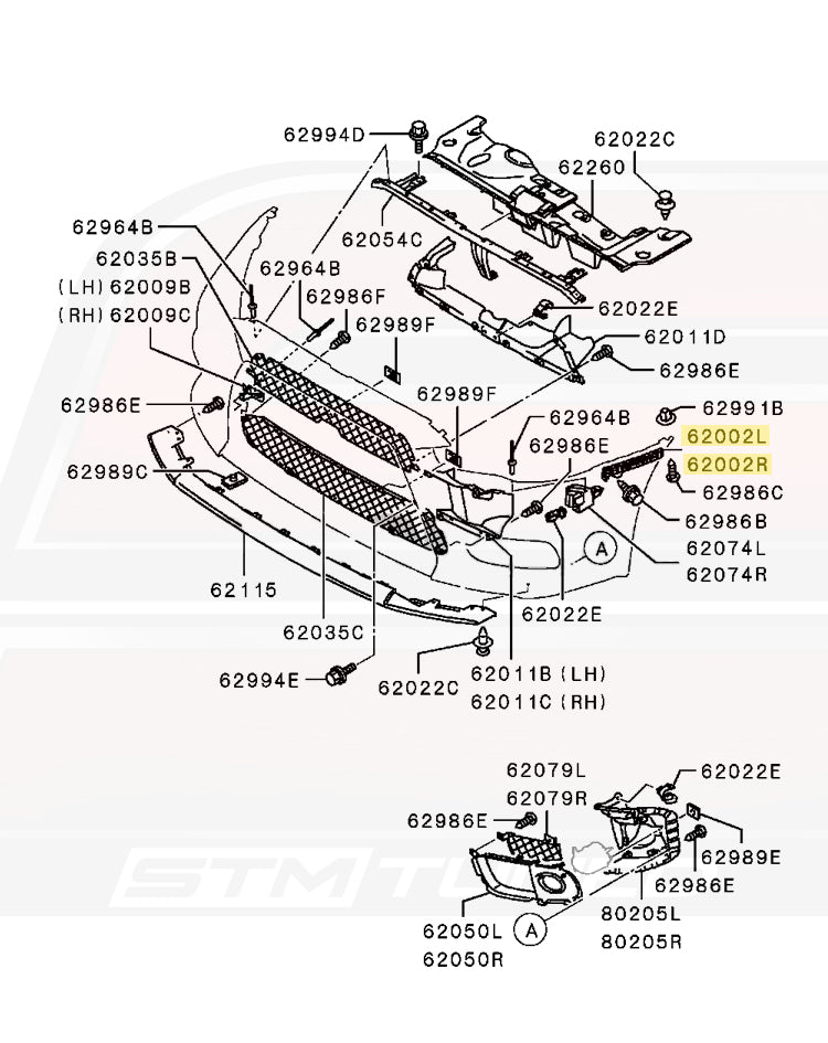 OEM Evo X Front Bumper Support Brackets (6400B107 6400B108)