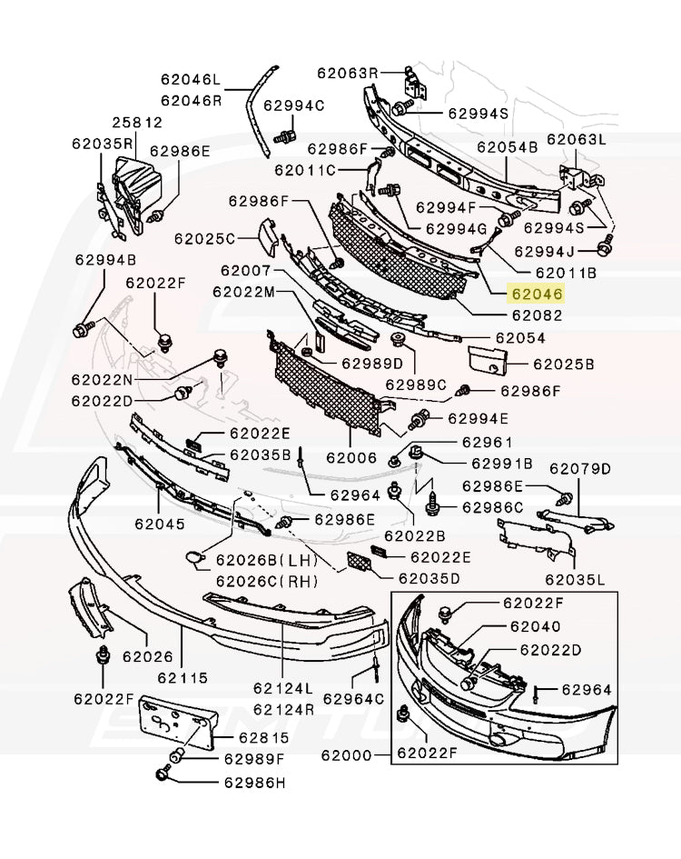 Mitsubishi OEM Front Bumper Bracket Upper for Evo 9 (6402A053)