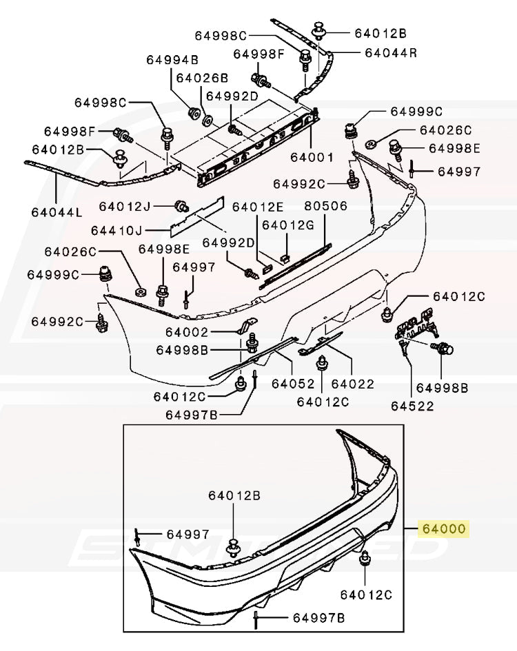 6410A378 OEM Evo 9 JDM Rear Bumper