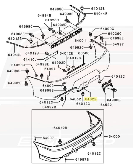Mitsubishi OEM JDM Evo 9 Rear Bumper Tow Cover (6415A011HA)