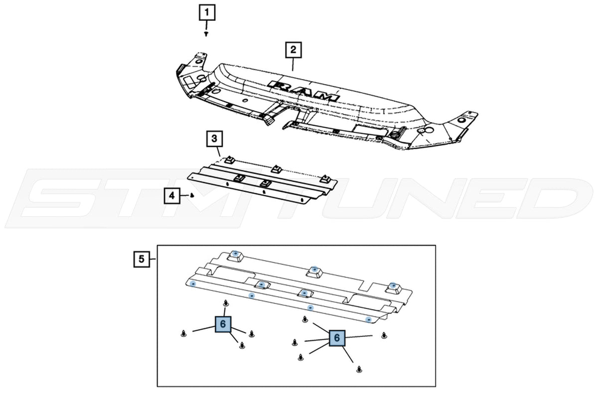 Mopar OEM Front Filler Panel Clip for Ram TRX (6508863AA)