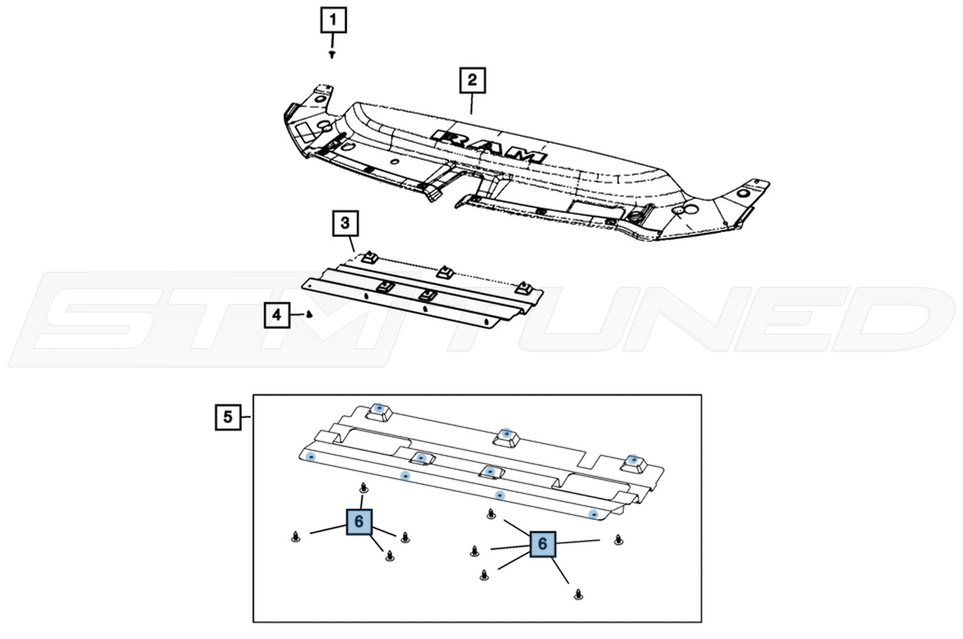 Mopar OEM Front Filler Panel Clip for Ram TRX (6508863AA)