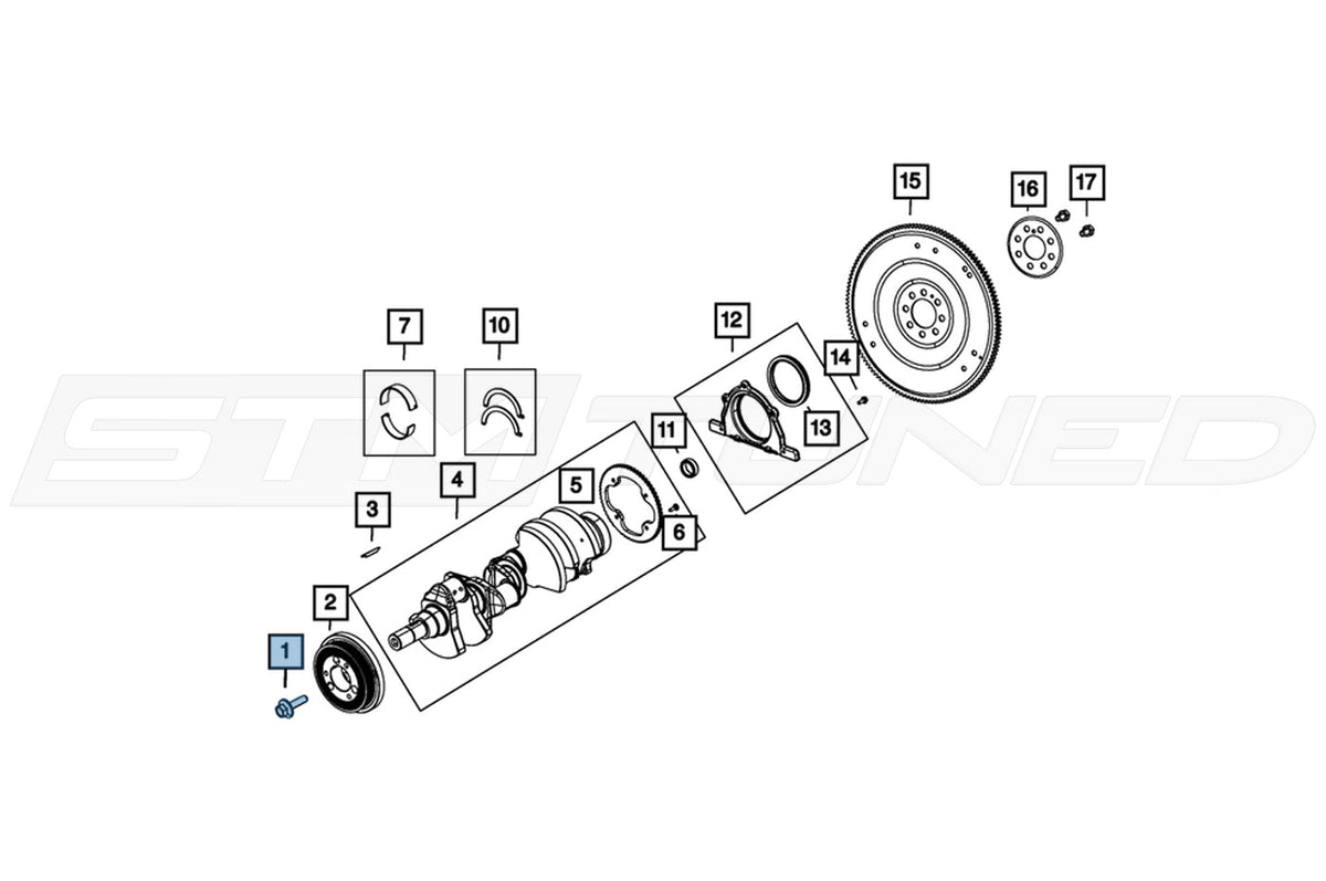 Mopar Crank Pulley Bolt for 6.2L Hemi Hellcat TRX Trackhawk (6512335AA)