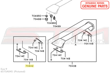 6515A045 Mitsubishi Rear Spoiler Gasket Kit - Evo 8/9