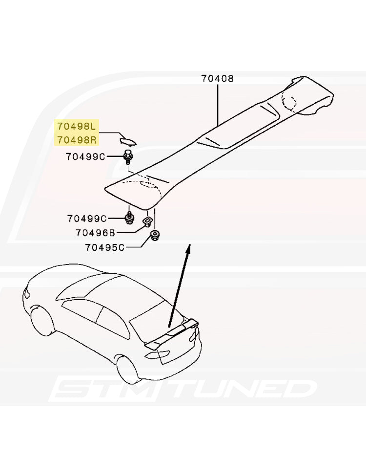 Mitsubishi OEM Rear Spoiler Cap for Evo X