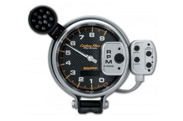 Tachometer: 0-9,000 RPM - Carbon Fiber Pro-Stock Pedestal w/ Super Lite & Peak Mem (5")