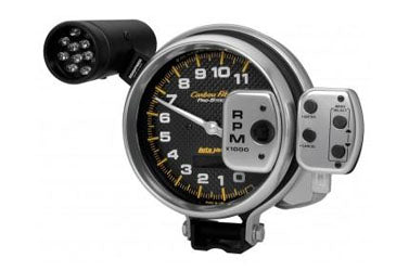 Tachometer: 0-11,000 RPM - Carbon Fiber Pro-Stock Pedestal w/ Super Lite & Peak Mem (5")