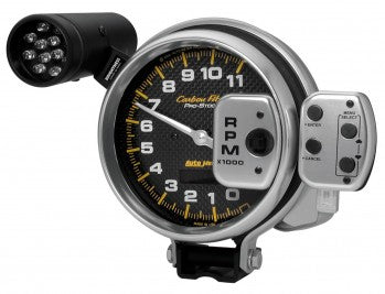Tachometer: 0-11,000 RPM - Carbon Fiber Pro-Stock Pedestal w/ Super Lite & Peak Mem (5")