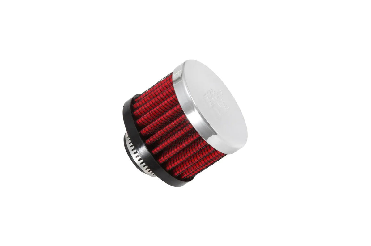 K&N Breather (62-1340) 5/8" Rubber Flange / Red Filter / Chrome Top