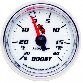 Boost/Vacuum: -30 to 20 PSI - C2 Mechanical Gauge (2 1/16")