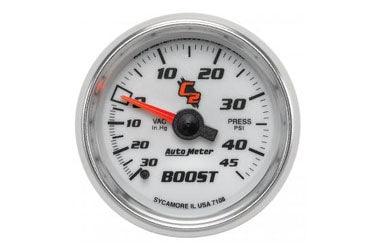 Boost/Vacuum: -30 to 45 PSI - C2 Mechanical Gauge (2 1/16") 