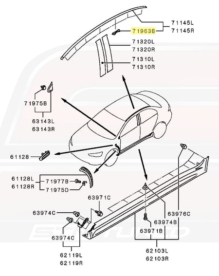 Mitsubishi OEM Pink Drip Molding Clip for Evo X (7403A143)