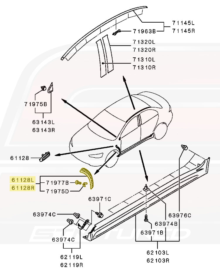 Mitsubishi OEM Fender Vent Garnish for Evo X