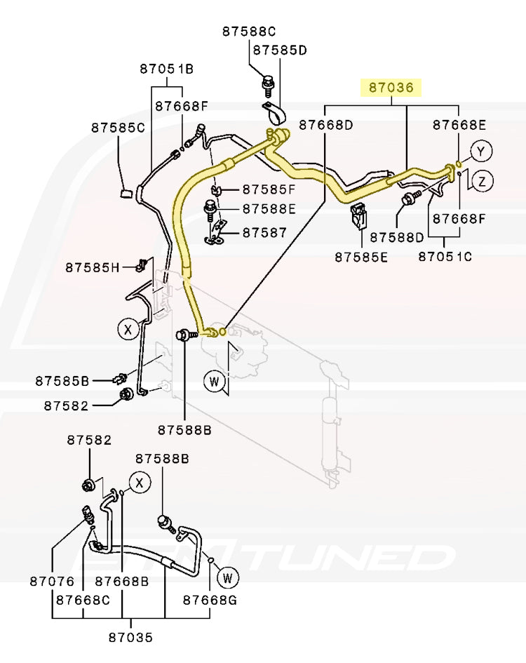 2011-2015 Evo X A/C Line Diagram