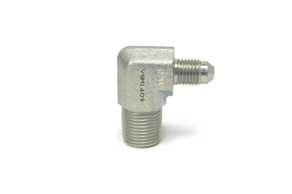 '-4AN 90° to 3/8 NPT Male Steel Turbo Adapter Fitting (782246)