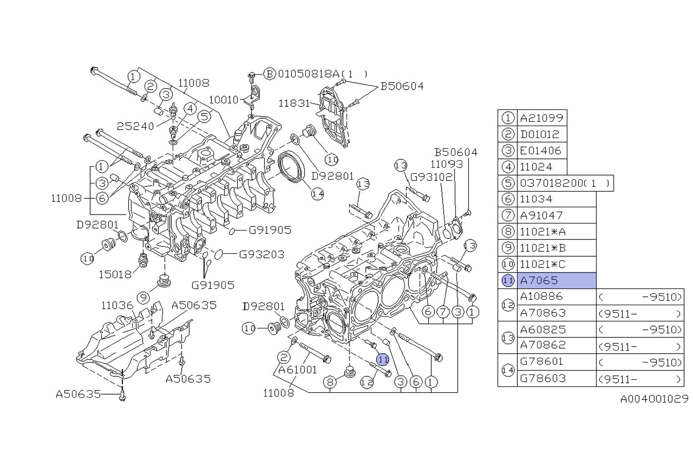 Subaru OEM Engine Case Bolt for EJ WRX/STi (800706500)