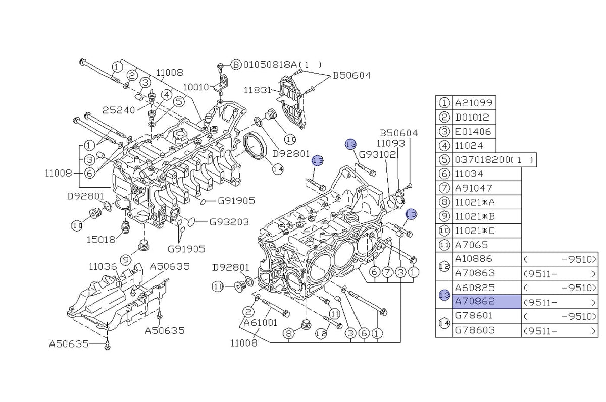 Subaru OEM Engine Case Bolt for EJ WRX/STi (800708620)