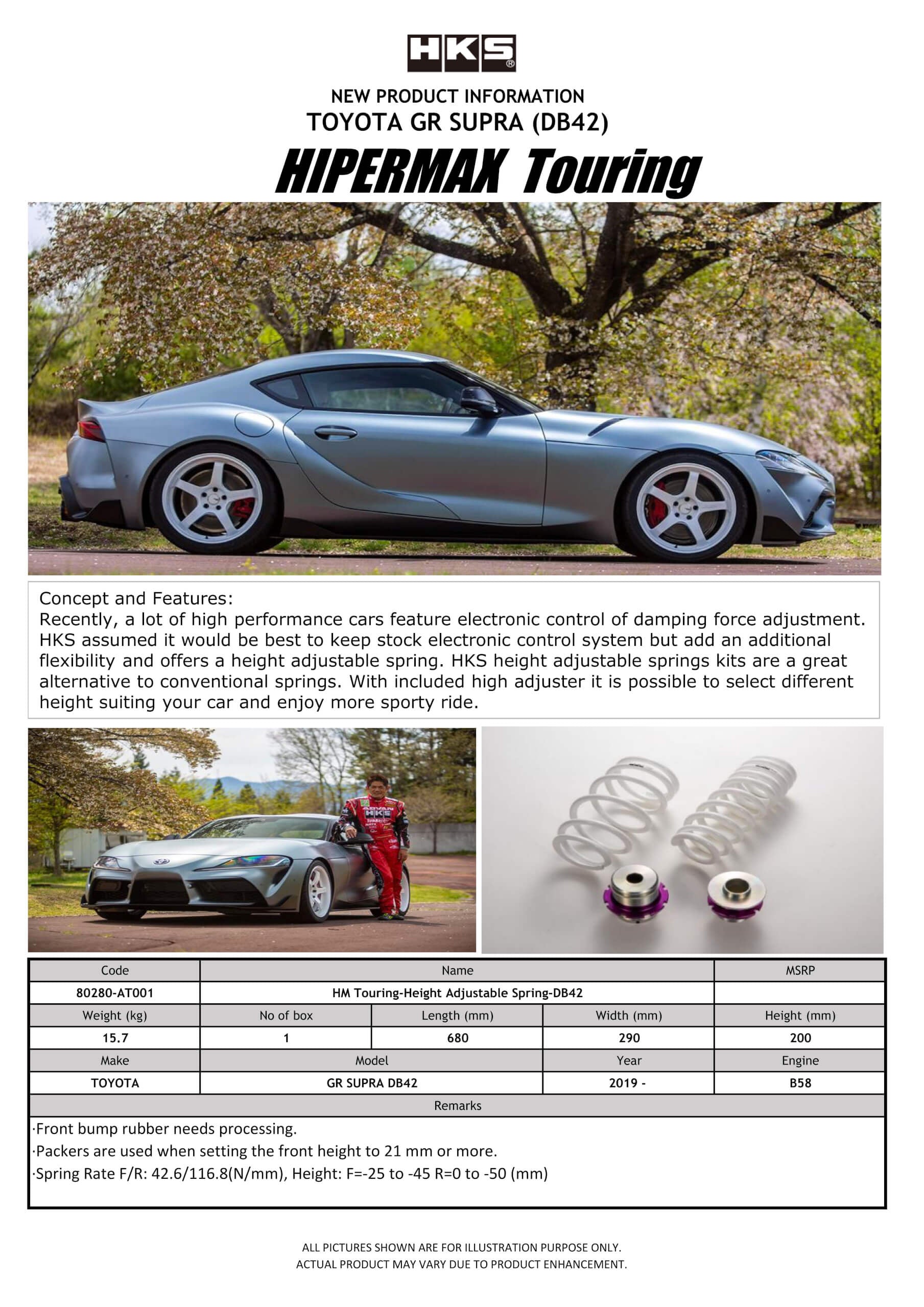 HKS Coilover Springs for 2020 Supra (80280-AT001)
