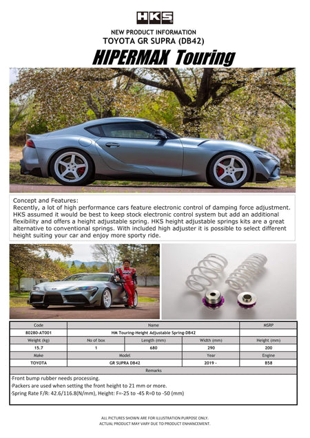 HKS Coilover Springs for 2020 Supra (80280-AT001)