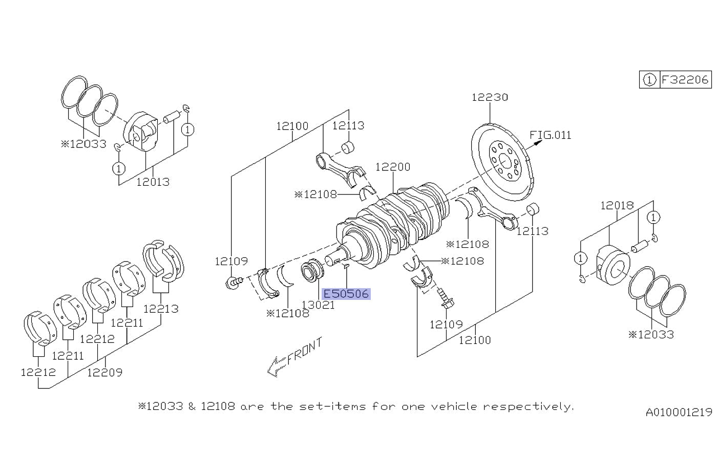 Subaru OEM Crankshaft Key for WRX STi BRZ (804505060)