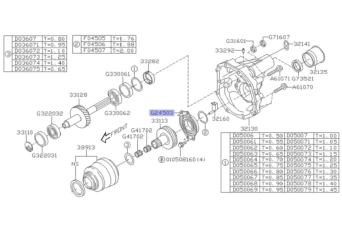 Subaru OEM Center Diff Bearing for 04+ STi (806245030)