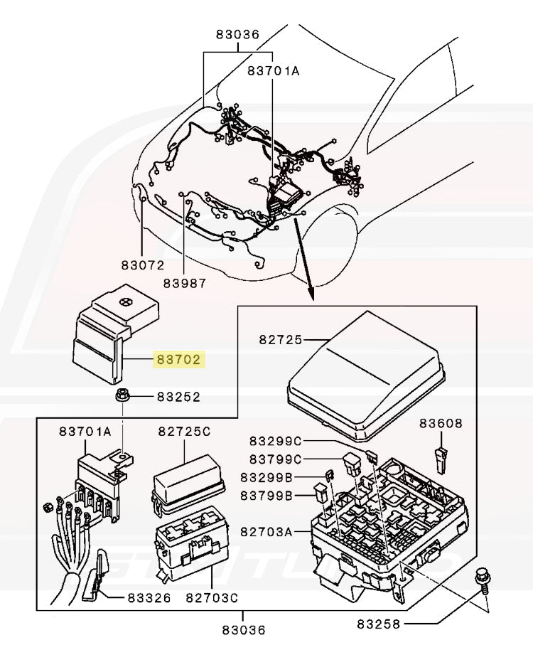 Mitsubishi OEM Fusible Link Box Cover for Evo X (8571A018)