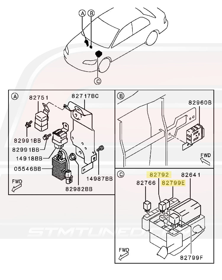Mitsubishi OEM A/C Control Equipment Relay for Evo 8/9 (8627A008)