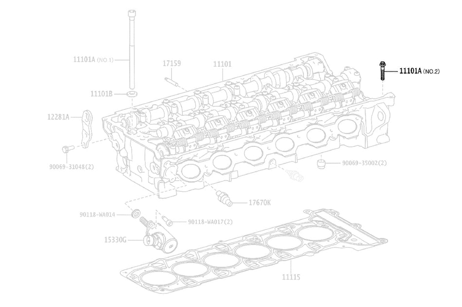 Toyota OEM Cylinder Head Bolt #2 Short for 2020 Supra (9006931051)