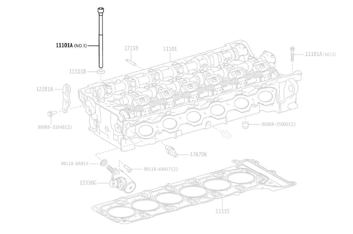 Toyota OEM Cylinder Head Bolt Number 1 for 2020 Supra (90118WA011)