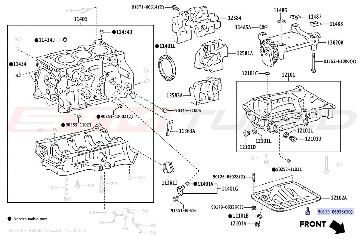 Toyota OEM Engine Oil Pan Bolt for Corolla GR (9011906938)
