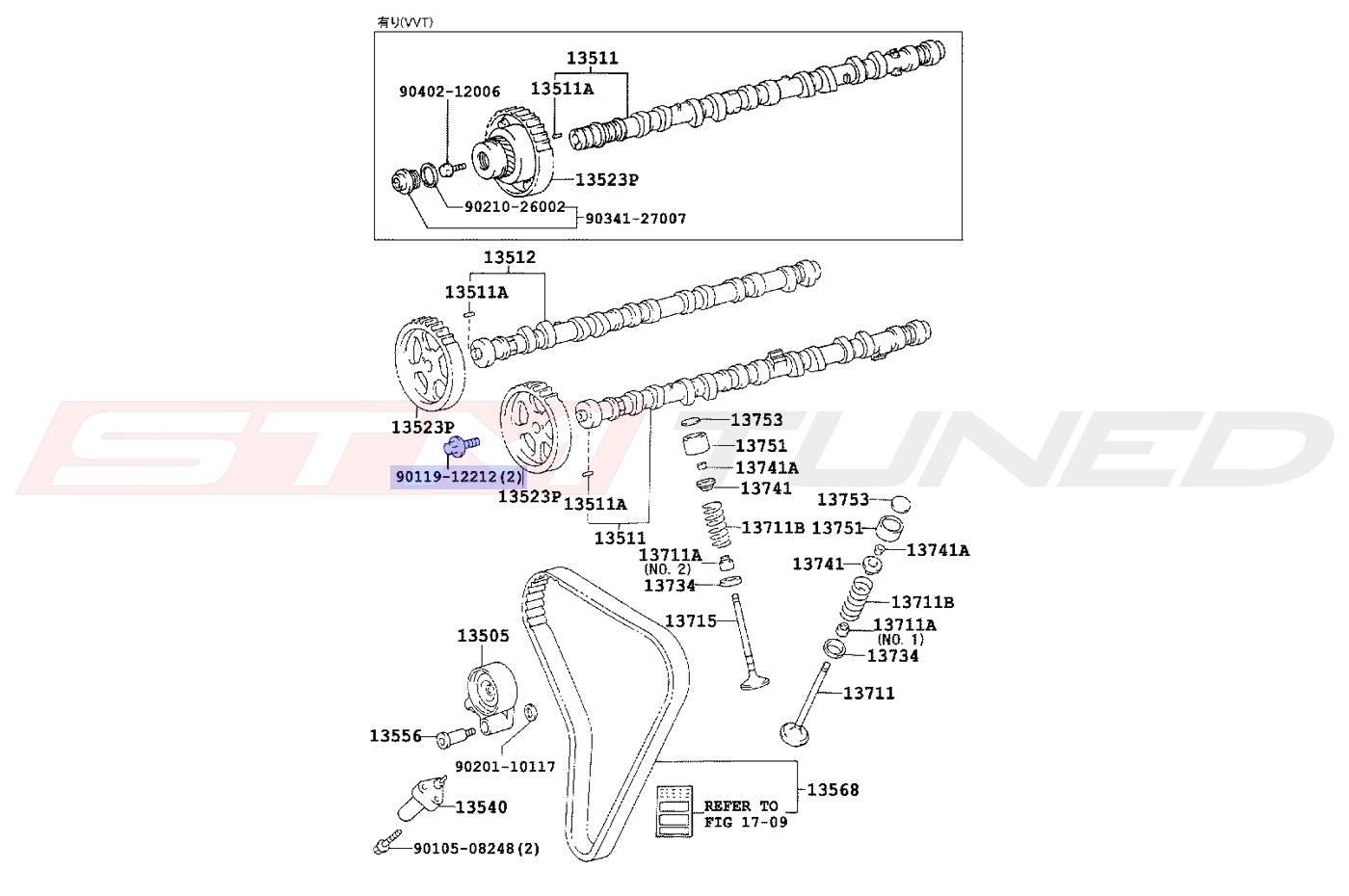 Toyota OEM Cam Bolt for MK4 Supra (9011912212)
