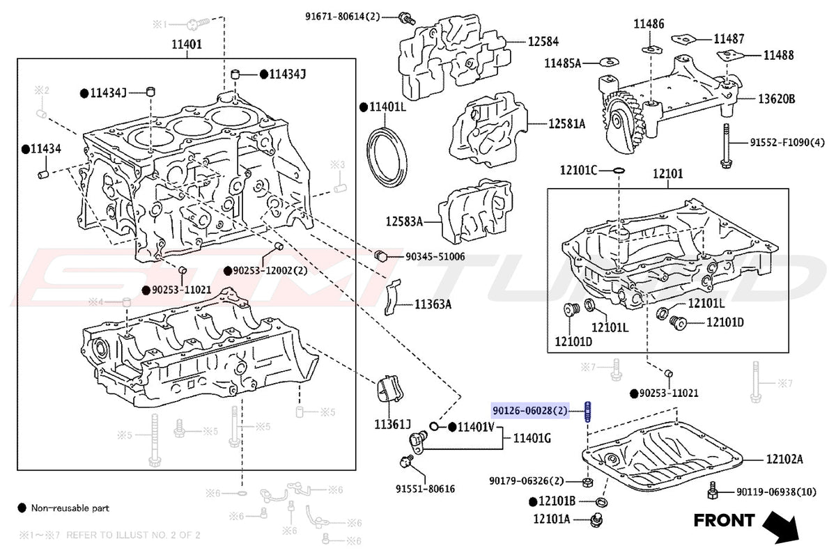 Toyota OEM Engine Oil Pan Stud for Corolla GR (9012606028)