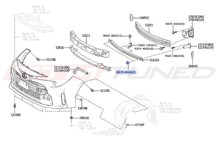 Toyota OEM Front Bumper Bracket Nut for 2023+ Corolla GR (9017908241)