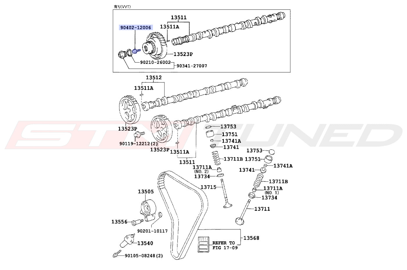 Toyota OEM VVTi Cam Pulley Bolt for MK4 Supra (9040212006)